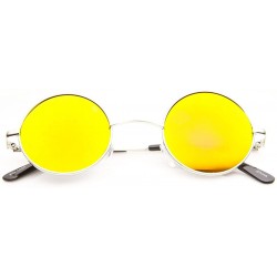 Round Lennon Style Round Circle Metal Sunglasses with Color Mirror Lens (Silver Sun) - C911EWACD9L $11.77