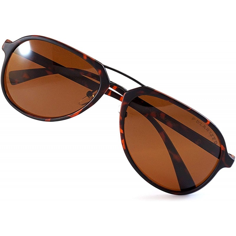 Sport Unisex Double Bridge Polarized Sunglasses - Brown/ Brown Smoke - C01858MXQCO $11.47