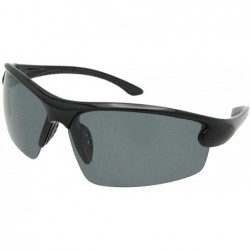 Wrap 1.1mm Thick Polarized Lens Wrap Around Sunglasses PSR51 - Black Frame Gray Lenses - CE18LZ22CE3 $30.03