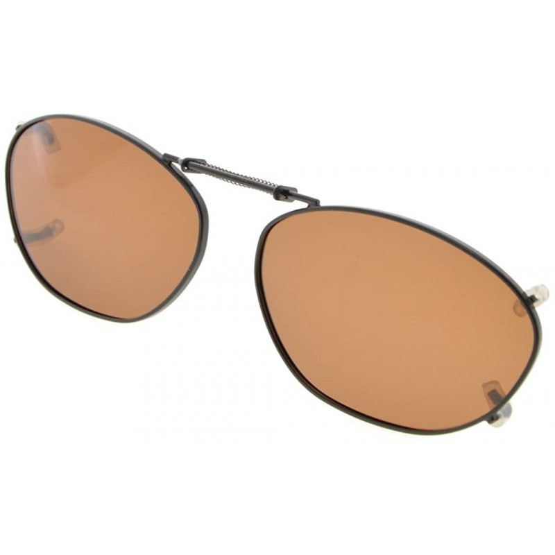 Wrap Metal Frame Rim Polarized Lens Clip On Sunglasses 2"x1 5/16" - Brown - CU184OY7XQU $14.08