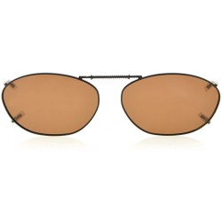 Wrap Metal Frame Rim Polarized Lens Clip On Sunglasses 2"x1 5/16" - Brown - CU184OY7XQU $14.08