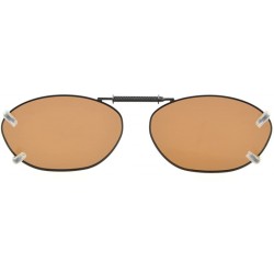 Wrap Metal Frame Rim Polarized Lens Clip On Sunglasses 2"x1 5/16" - Brown - CU184OY7XQU $14.08