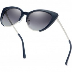 Rimless Polarized Cateye Sunglasses Fashion - Blue - CR18T4LOAWZ $36.29