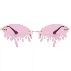 Square Fashion Sunglasses Women Men Rimless Tears Shape Street Eyeglasses Shades - C - CM190OMHLXW $18.89