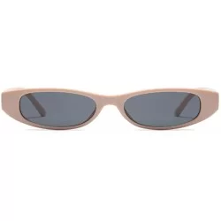 Goggle Vintage Small Sunglasses Fashion Narrow Oval Frame eyewea for neutral - Khaki - CN18DTSCKXT $19.27