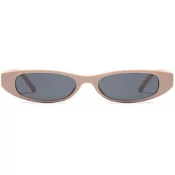 Goggle Vintage Small Sunglasses Fashion Narrow Oval Frame eyewea for neutral - Khaki - CN18DTSCKXT $10.68