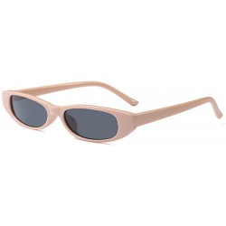Goggle Vintage Small Sunglasses Fashion Narrow Oval Frame eyewea for neutral - Khaki - CN18DTSCKXT $10.68