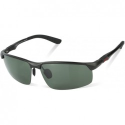 Goggle Sports Sunglasses for Men Fashion Semi Frame Polarized Sunglasses DC8188 - Black Frame Green Lens - C0186REUG7A $19.40