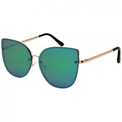 Cat Eye Chic High Point Oversized Cat Eye Sunglasses with Flat Mirrored Lenses 3111-FLREV - Gold - CJ183S4N42T $11.09