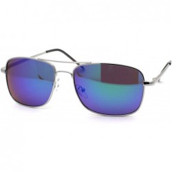 Rectangular Mens Air Force Rectangle Mirror Lens Racer Pilots Sunglasses - Silver Teal Mirror - C01977EN44N $22.04