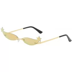 Rimless UV Protection Sunglasses for Women Men Rimless frame Cat-Eye Shaped Acrylic Lens Plastic Frame Sunglass - F - C519038...