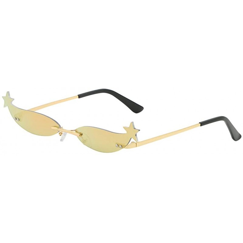 Rimless UV Protection Sunglasses for Women Men Rimless frame Cat-Eye Shaped Acrylic Lens Plastic Frame Sunglass - F - C519038...