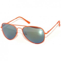 Aviator Aviator Style Sunglasses Colored Lens Metal Frame UV 400 Men Women - Neon Orange Frame Mirrored Lens - CO11T6BPOSJ $1...