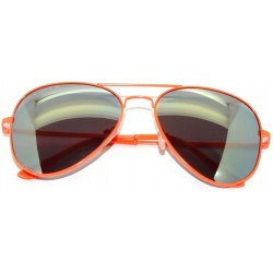 Aviator Aviator Style Sunglasses Colored Lens Metal Frame UV 400 Men Women - Neon Orange Frame Mirrored Lens - CO11T6BPOSJ $8.86