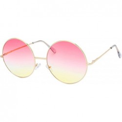 Round Urban Fashion Thin Frame Candy Lens Round Sunglasses - Pink Yellow - C518YXZLYDY $21.53