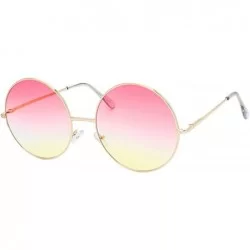 Round Urban Fashion Thin Frame Candy Lens Round Sunglasses - Pink Yellow - C518YXZLYDY $19.02