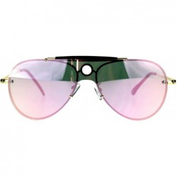 Shield Luxury Shield Flat Top Pilots Rimless Retro Metal Rim Sunglasses - Pink Mirror - CD188IO2850 $16.45