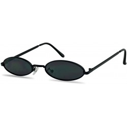 Oversized Small Oval Vintage Sunglasses Slender Metal Frame Retro Steampunk Shades - Black Frame - CY18GH0KYWD $12.96