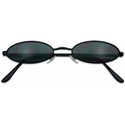 Oversized Small Oval Vintage Sunglasses Slender Metal Frame Retro Steampunk Shades - Black Frame - CY18GH0KYWD $12.96