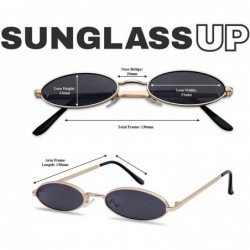 Oversized Small Oval Vintage Sunglasses Slender Metal Frame Retro Steampunk Shades - Black Frame - CY18GH0KYWD $12.96