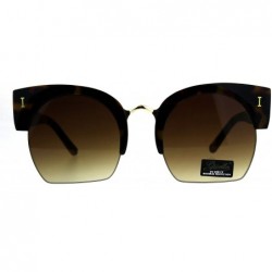 Oversized Giselle Womens Sunglasses Half Rim Bold Top Cropped Bottom Lens UV 400 - Brown Tortoise - CQ18D4KDNAM $20.48