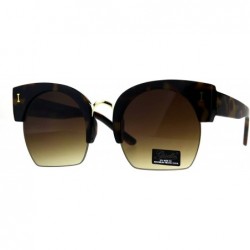 Oversized Giselle Womens Sunglasses Half Rim Bold Top Cropped Bottom Lens UV 400 - Brown Tortoise - CQ18D4KDNAM $10.66