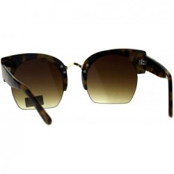 Oversized Giselle Womens Sunglasses Half Rim Bold Top Cropped Bottom Lens UV 400 - Brown Tortoise - CQ18D4KDNAM $10.66