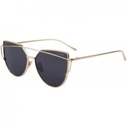 Cat Eye Sunglasses for Women Cat Eye Mirrored Flat Lenses Metal Frame Fashion Sunglasses UV 400 - Grey - C6184ZUET5W $10.81