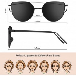 Cat Eye Sunglasses for Women Cat Eye Mirrored Flat Lenses Metal Frame Fashion Sunglasses UV 400 - Grey - C6184ZUET5W $10.81