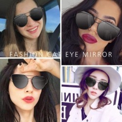 Cat Eye Sunglasses for Women Cat Eye Mirrored Flat Lenses Metal Frame Fashion Sunglasses UV 400 - Grey - C6184ZUET5W $10.81