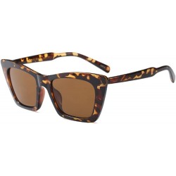 Square fashion hot Large frame square European and American star models unisex sunglasses - Leopard - CF18ET0O9U7 $13.38