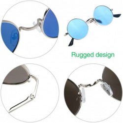 Round Retro Vintage Lennon Style Round Sunglasses Mirrored lenses Metal Frame 50mm - Gold/Blue - CO12FPZNJPJ $10.83