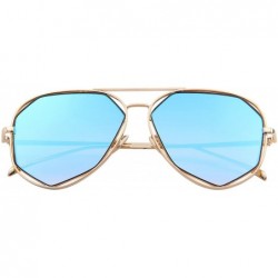 Round Fashion Women Brand Designer Coating Mirror Lens Summer Sunglasses S8492 - Blue - CX12HH8SDCV $8.19