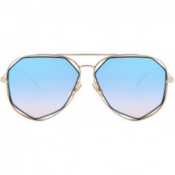 Round Fashion Women Brand Designer Coating Mirror Lens Summer Sunglasses S8492 - Blue - CX12HH8SDCV $8.19