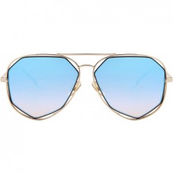 Round Fashion Women Brand Designer Coating Mirror Lens Summer Sunglasses S8492 - Blue - CX12HH8SDCV $8.19