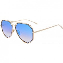 Round Fashion Women Brand Designer Coating Mirror Lens Summer Sunglasses S8492 - Blue - CX12HH8SDCV $8.19