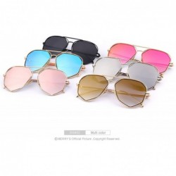 Round Fashion Women Brand Designer Coating Mirror Lens Summer Sunglasses S8492 - Blue - CX12HH8SDCV $8.19