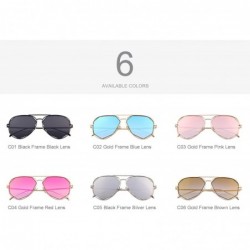 Round Fashion Women Brand Designer Coating Mirror Lens Summer Sunglasses S8492 - Blue - CX12HH8SDCV $8.19