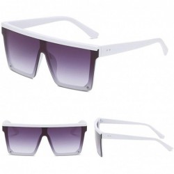 Square Womens Mirrored Lens Flat Top Square Trapezoid Shape Oversized Sunglasses Rimless Shield Shades UV400 - G - CQ18U9AL69...