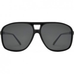 Rectangular Polarized Retro Square Aviator Oversized Large Sunglasses for Men - Classic Driving UV Protection - Black - CU18H...