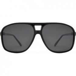 Rectangular Polarized Retro Square Aviator Oversized Large Sunglasses for Men - Classic Driving UV Protection - Black - CU18H...