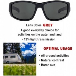 Oversized Sunglasses for Men & Women- Polarized glass lens- Color Mirrored Scratch Proof - Shiny Black/Grey - CF18Z3WZSEQ $43.21