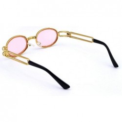 Oval Fashion Oval Metal Frame Luxury Diamond Brand Designer UV400 punk style Sunglasses - Pink - CT18S33WXNM $16.63