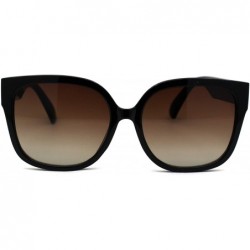 Oversized Womens Mod 90s Rounded Horn Rim Oversize Sunglasses - Black Brown - CF196WT65YK $20.38