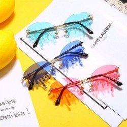 Rimless Teardrop Shaped Sunglasses for Women Dripping Oval Rimless Shades UV Protection - C4 - CL190HE0TUU $10.84