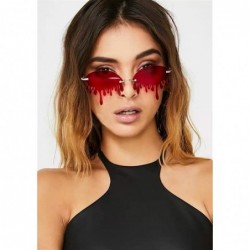 Rimless Teardrop Shaped Sunglasses for Women Dripping Oval Rimless Shades UV Protection - C4 - CL190HE0TUU $10.84