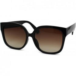 Oversized Womens Mod 90s Rounded Horn Rim Oversize Sunglasses - Black Brown - CF196WT65YK $8.74