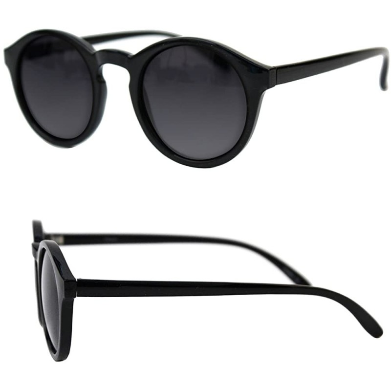 Round Unisex Round Vintage Sunglasses P2419A - Black - C417YQUDW5R $9.22