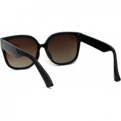 Oversized Womens Mod 90s Rounded Horn Rim Oversize Sunglasses - Black Brown - CF196WT65YK $8.74