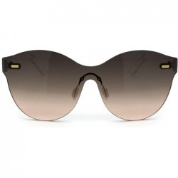 Oversized Oceanic Gradient Lens Womens Rimless Shield Round Sunglasses - Brown Smoke - CI18W7MT5WN $22.36